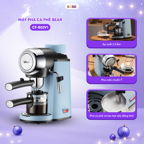 Máy Pha cà phê Bear Tự Động Pha Cafe, Pha Espresso Phong Cách Ý CF-B02V1 - ảnh 1