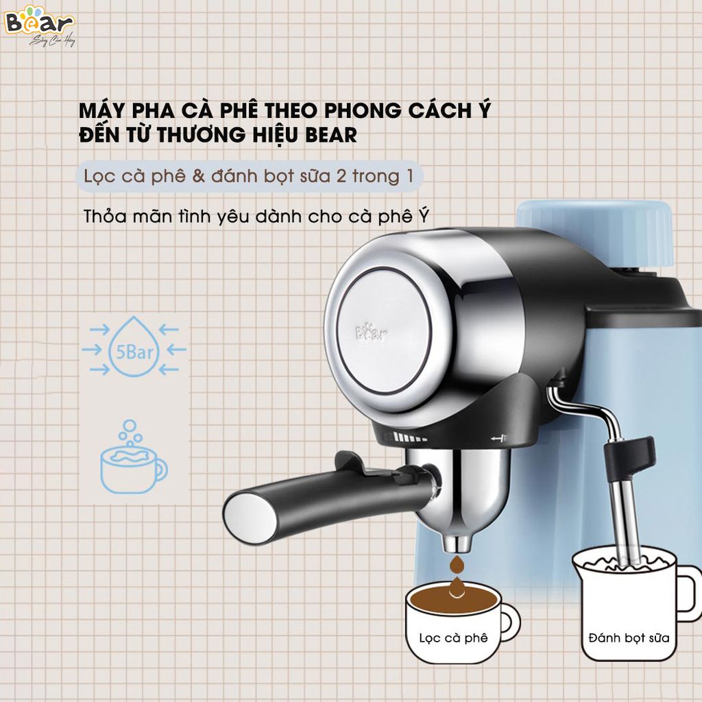 Máy Pha cà phê Bear Tự Động Pha Cafe, Pha Espresso Phong Cách Ý CF-B02V1 - ảnh 2