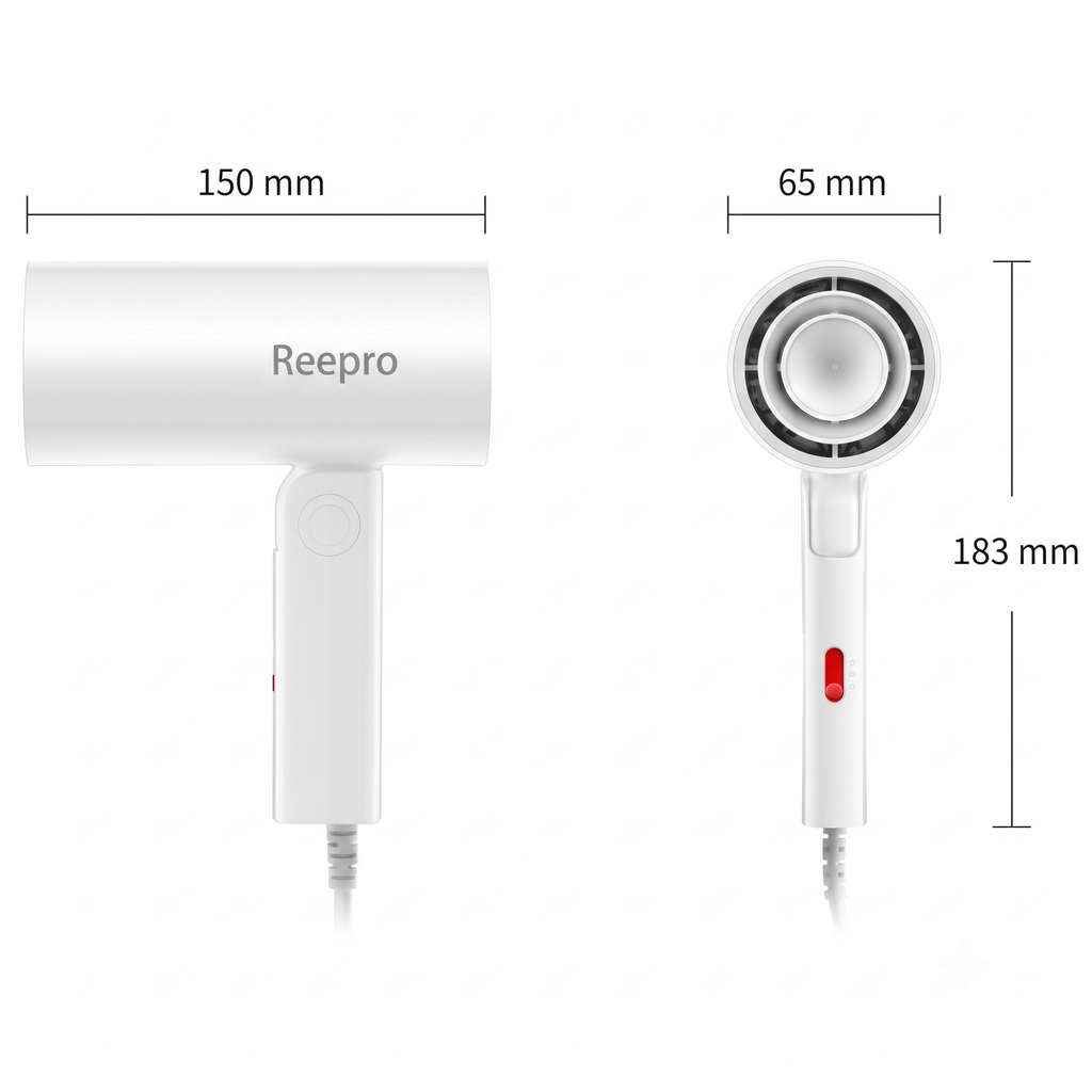 Máy sấy tóc mini gấp gọn Reepro, tạo ion âm, có thể gập gọn,1300W / RP-HC04 - ảnh 3