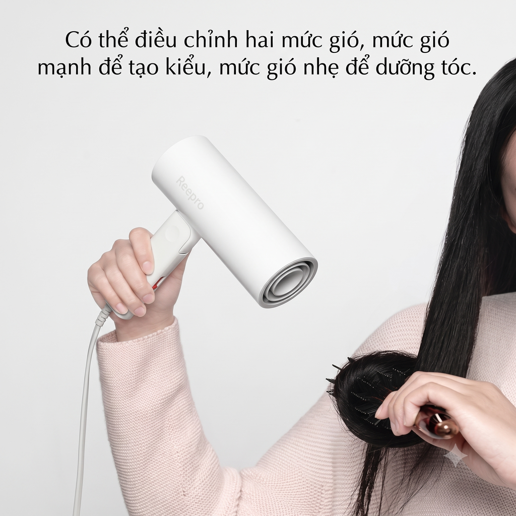Máy sấy tóc mini gấp gọn Reepro, tạo ion âm, có thể gập gọn,1300W / RP-HC04 - ảnh 4
