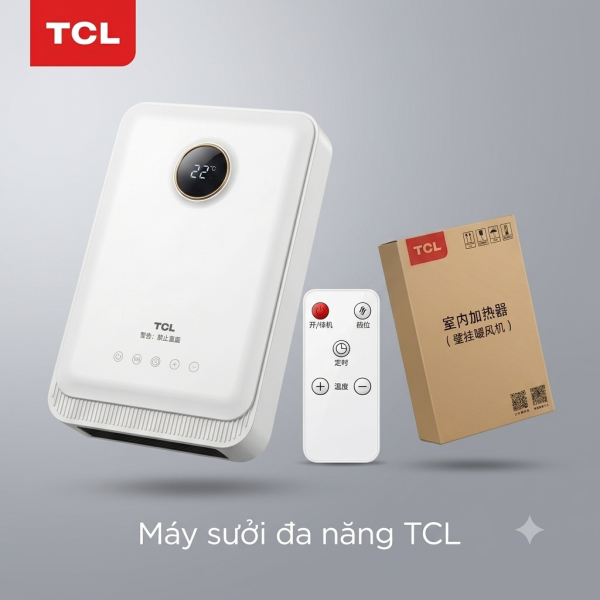 Máy sưởi đa năng TCL treo tường / để bàn, có sấy khăn dùng cho phòng tắm, phòng ngủ - ảnh 1