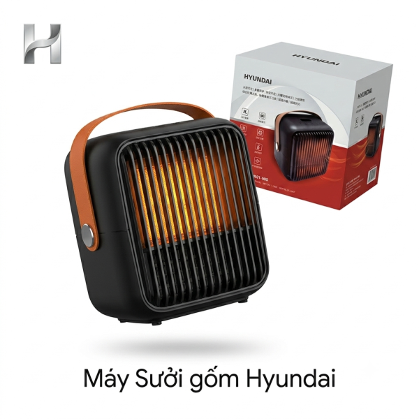 Máy Sưởi gốm Hyundai TVN21-005 - có đèn giả lập lửa cháy - ảnh 1