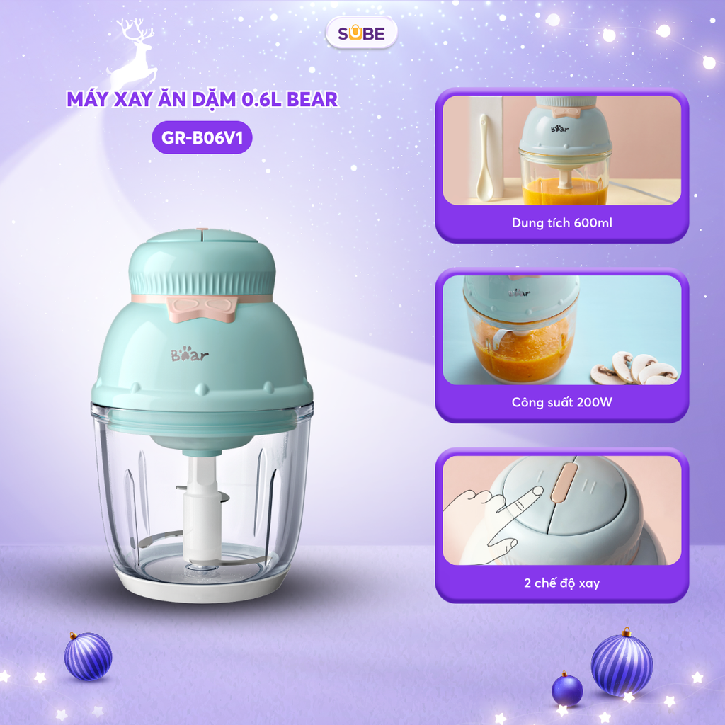 Máy xay ăn dặm 0.6L Bear GR-B06V1 - Blue - ảnh 1