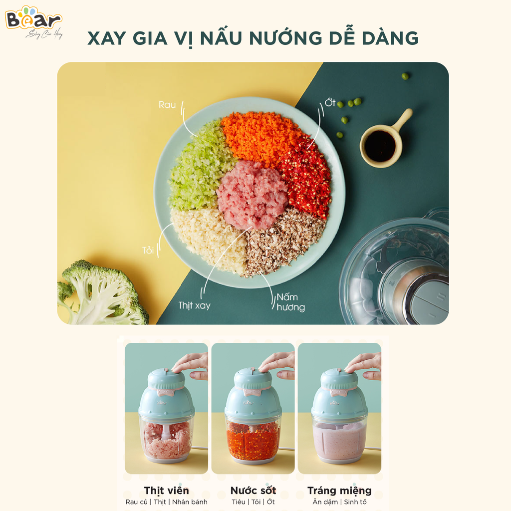 Máy xay ăn dặm 0.6L Bear GR-B06V1 - Blue - ảnh 3