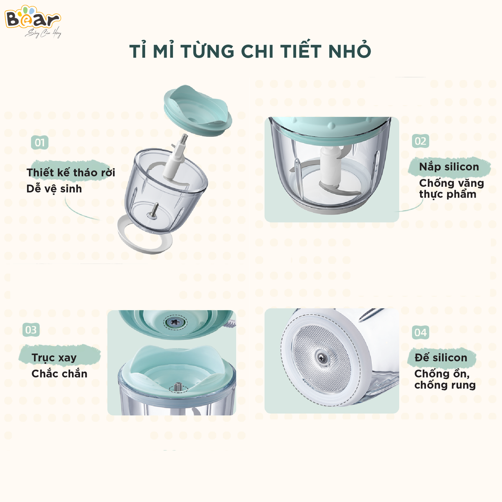 Máy xay ăn dặm 0.6L Bear GR-B06V1 - Blue - ảnh 5