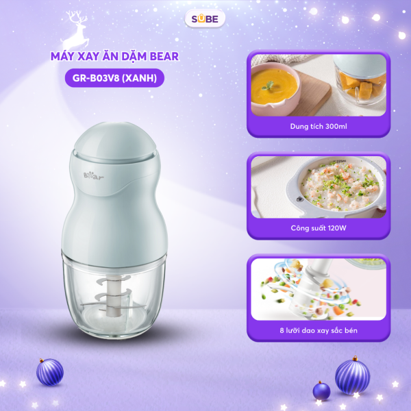 Máy xay ăn dặm Bear GR-B03V8 ( 3 màu xanh - hồng - kem) - ảnh 1
