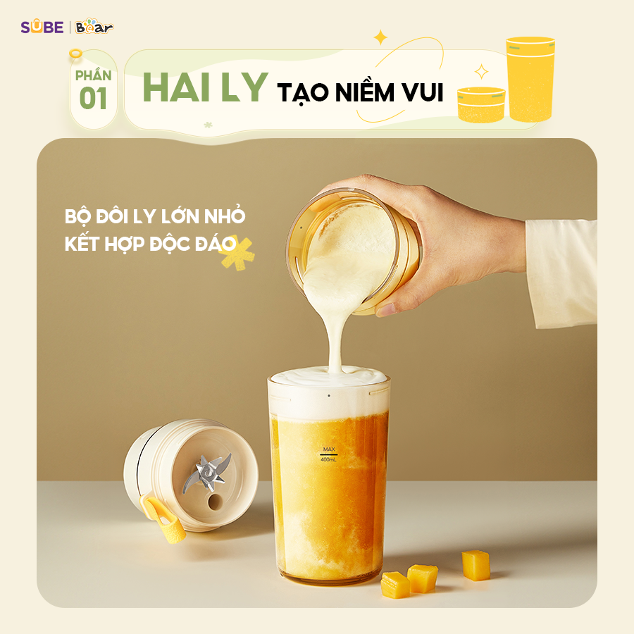Máy xay cầm tay Bear SB-MX04K - Yellow - ảnh 5