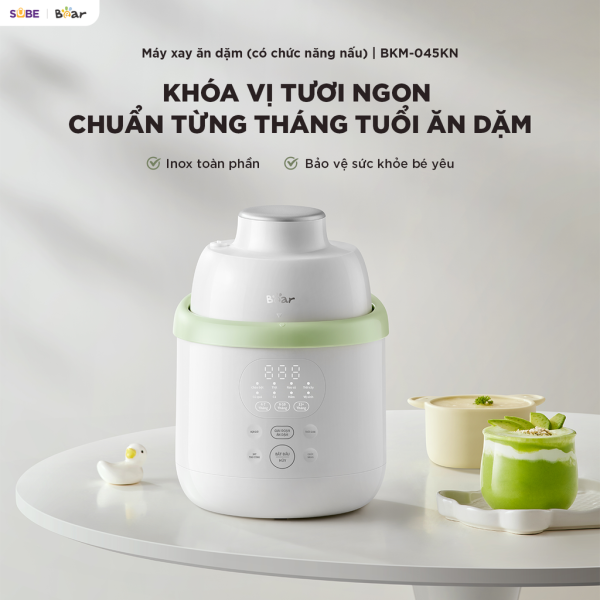 Máy Xay Nấu Thức Ăn Cho Bé Bear 0.35L Lưỡi Dao 3 Tầng 6 Lưỡi BFM-045KN - ảnh 1