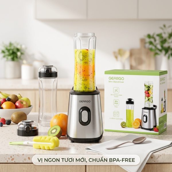 Máy xay sinh tố đa năng GEARGO Mini Standmixer GJ201, lưỡi thép 304, an toàn - ko chứa BPA - ảnh 1