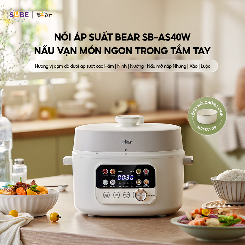 Nồi áp suất Bear SB-AS40W - White - ảnh 2