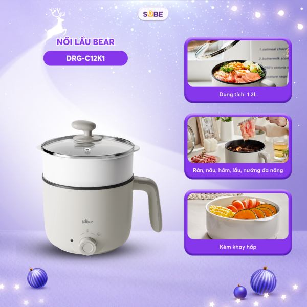 Nồi lẩu Bear 1.2l DRG-C12K1 - Grey - ảnh 1
