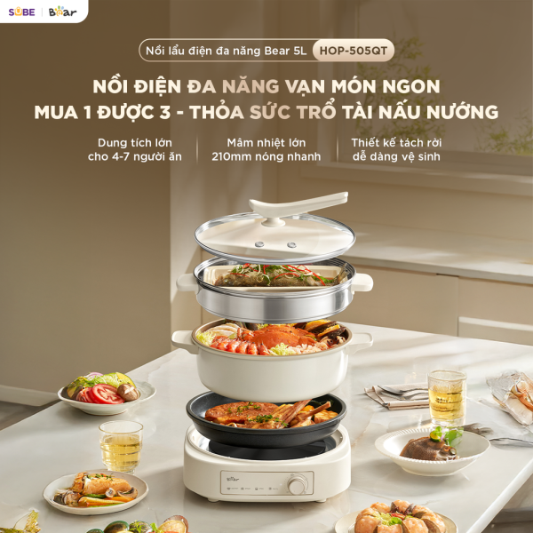 Nồi lẩu Bear 5L HOP-505QT - ảnh 1