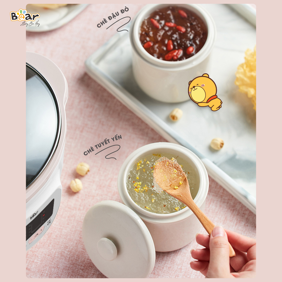 Nồi Nấu Chậm Bear 1,6L SUBE002 (2 màu Hồng - Kem) - ảnh 4