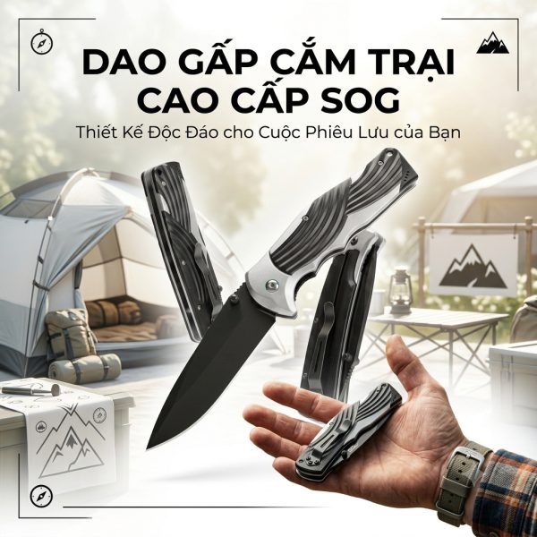 {Order giao 31/10} Dao gấp sinh tồn, cắm trại đa năng SOG, phụ kiện camping (ko hộp) - ảnh 1
