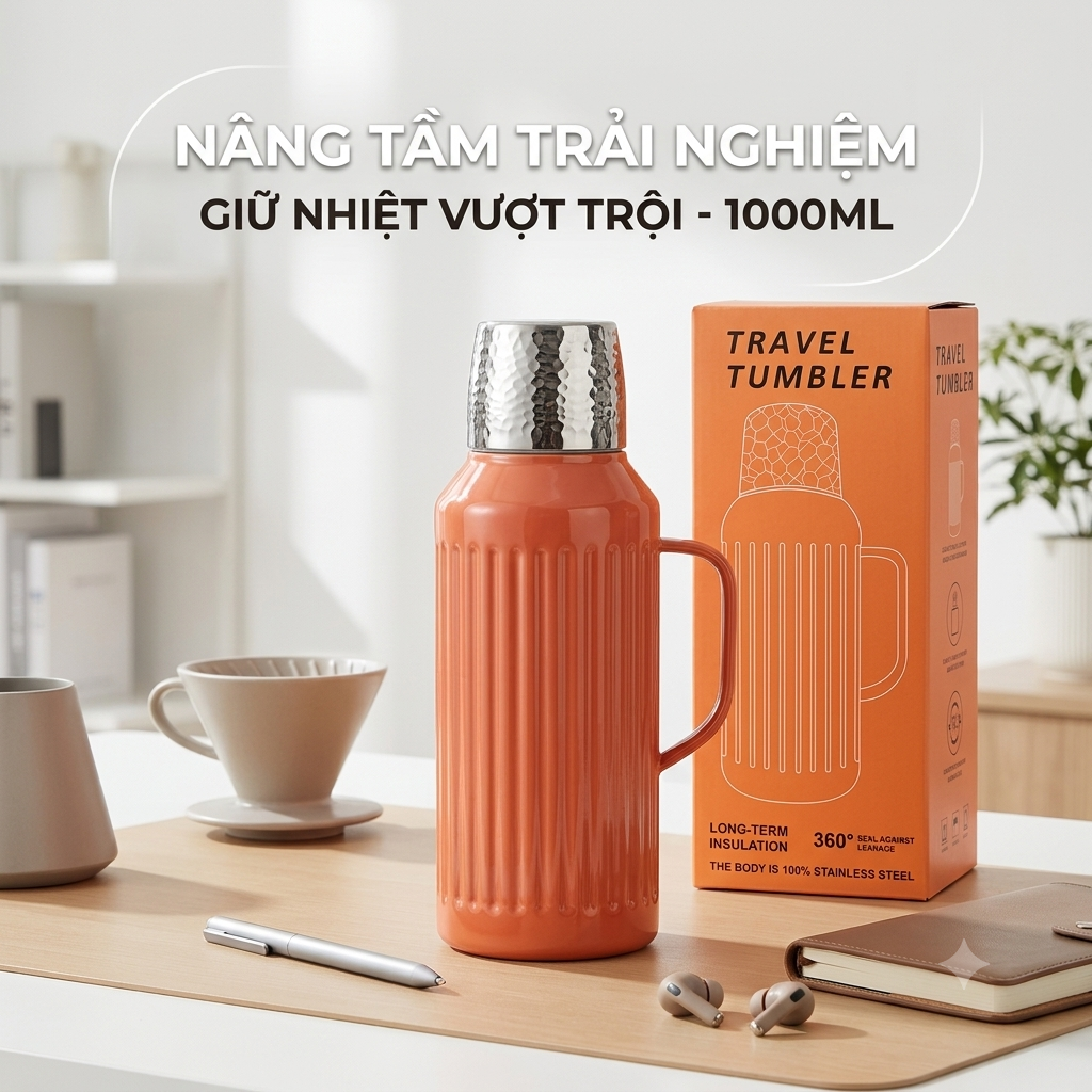 Phích Nước Giữ Nhiệt 1 Lít Có Màn Hình LED Cảm Ứng - Bình Ủ Trà, Cà Phê, pha sữa, ruột Inox 316 - ảnh 3