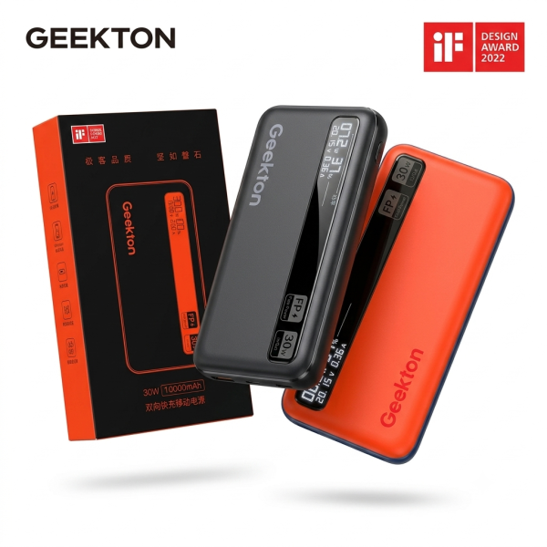 Pin dự phòng 10.000mAh Geekton C1110mAh sạc nhanh 30W - có màn hình đo dòng sạc - ảnh 1