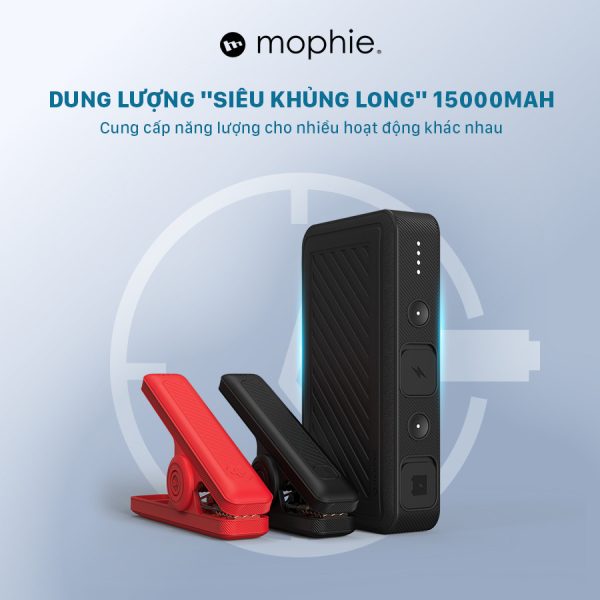 Pin dự phòng 15000mAh hãng Mophie AC55500, kích bình ắc quy oto, xe máy, cổng AC( hộp trắng) - ảnh 1