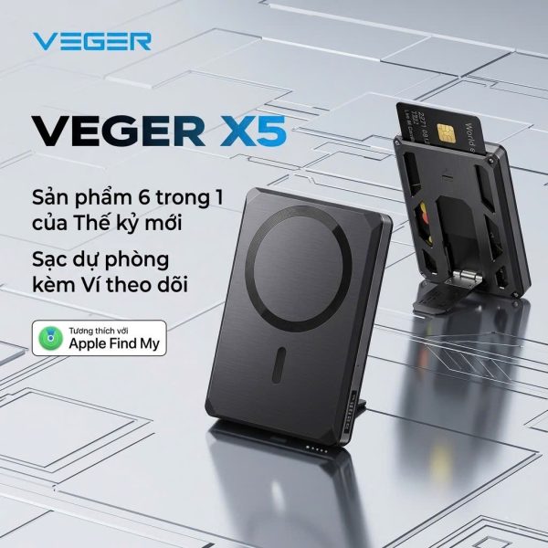 Pin dự phòng 5000mAh VEGER X5 (VG-W0582), có định vị Apple find my, sạc nhanh 20w & Magsafe - ảnh 1