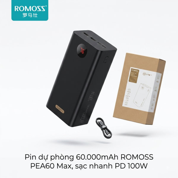 Pin dự phòng 60.000mAh ROMOSS PEA60 Max, sạc nhanh PD 100W - ảnh 1
