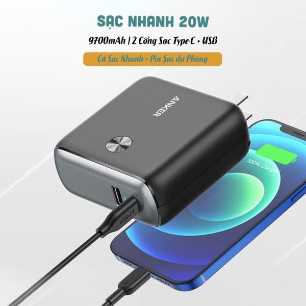 Pin dự phòng Anker Fusion A1623 10.000mAh - hàng cũ, ko bao sống chết - ảnh 1