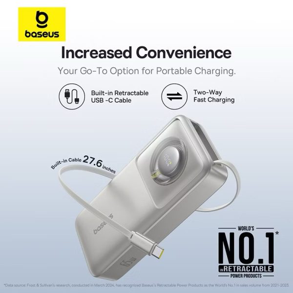 Pin dự phòng Baseus 20000mAh sạc nhanh 65W, liền cáp rút Type-C / Lightning - ảnh 1
