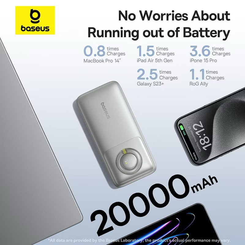 Pin dự phòng Baseus 20000mAh sạc nhanh 65W, liền cáp rút Type-C / Lightning - ảnh 2