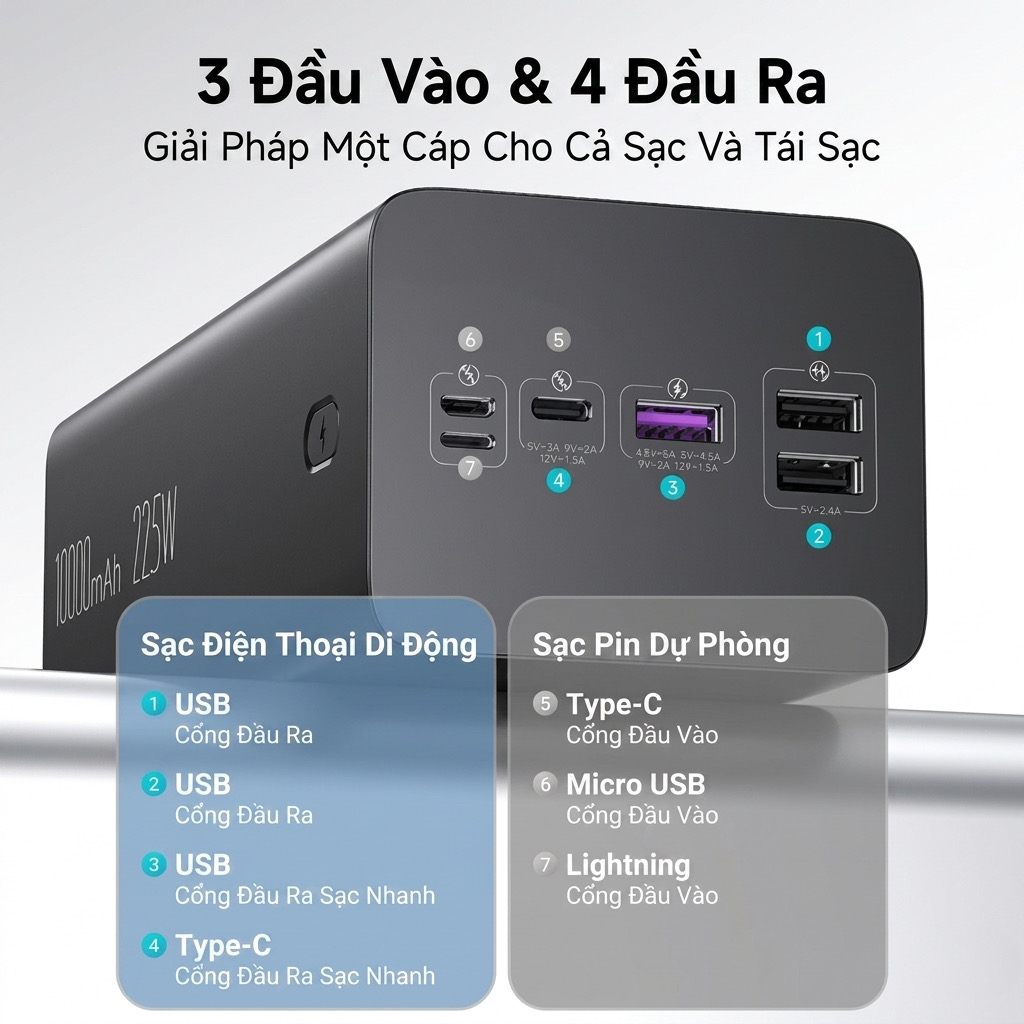 Pin dự phòng ROMOSS 60.000mAh PEA57, sạc nhanh 22.5W ( new - ko hộp) - ảnh 5