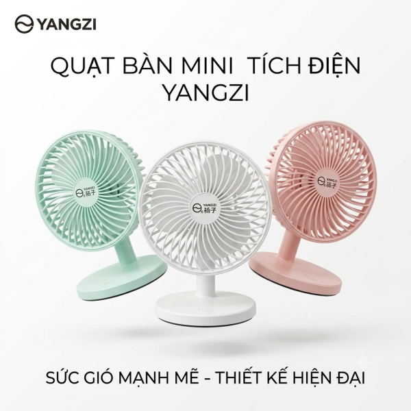 Quạt bàn tích điện YANGZI JXI6 , quạt sạc pin , nguồn 5V dùng được với Pin dự phòng - ảnh 1