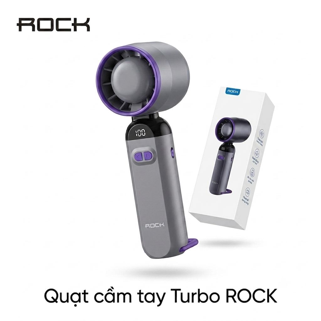 Quạt cầm tay Turbo ROCK LQ-217B, 100 cấp độ gió - ảnh 1