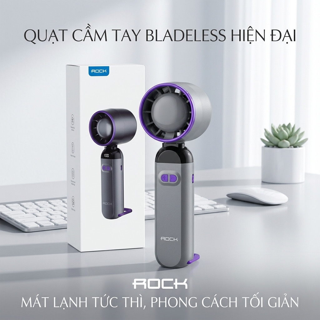 Quạt cầm tay Turbo ROCK LQ-217B, 100 cấp độ gió - ảnh 2