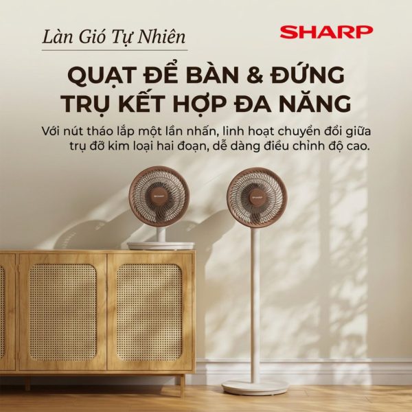 Quạt cây đa năng chính hãng SHARP PJ-CD300A, công suất 40W, tăng giảm chiều cao, có remote - ảnh 1