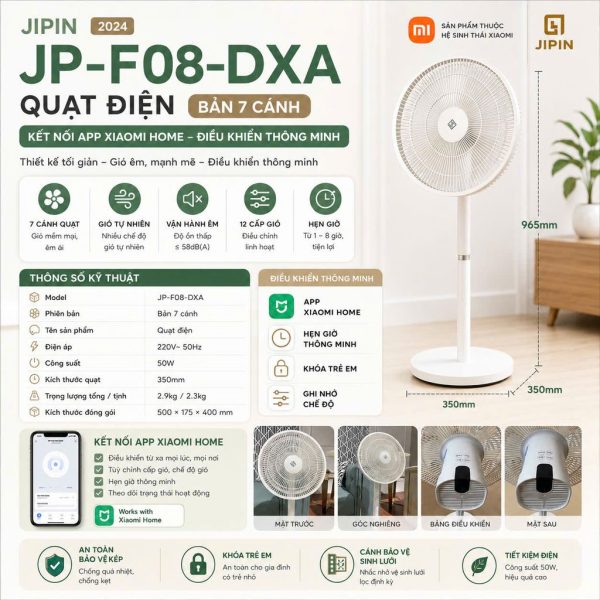 Quạt cây thông minh thiết kế 7 cánh Xiaomi Jipin JP - F08 - DXA , kết nối App Mihome ( bản ndia) - ảnh 1
