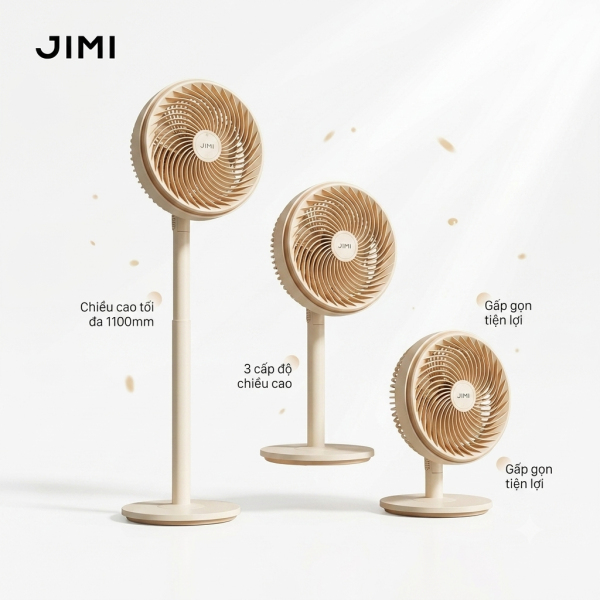 Quạt cây tích điện JIMI ( Xiaomi ) tăng giảm chiều cao , gió siêu mạnh, ko chổi than (HỘP XẤU) - ảnh 1