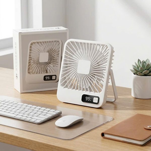 Quạt mini 5 cánh để bàn, có chân dựng, ko tích điện, cắm Pin dự phòng sử dụng. - ảnh 1