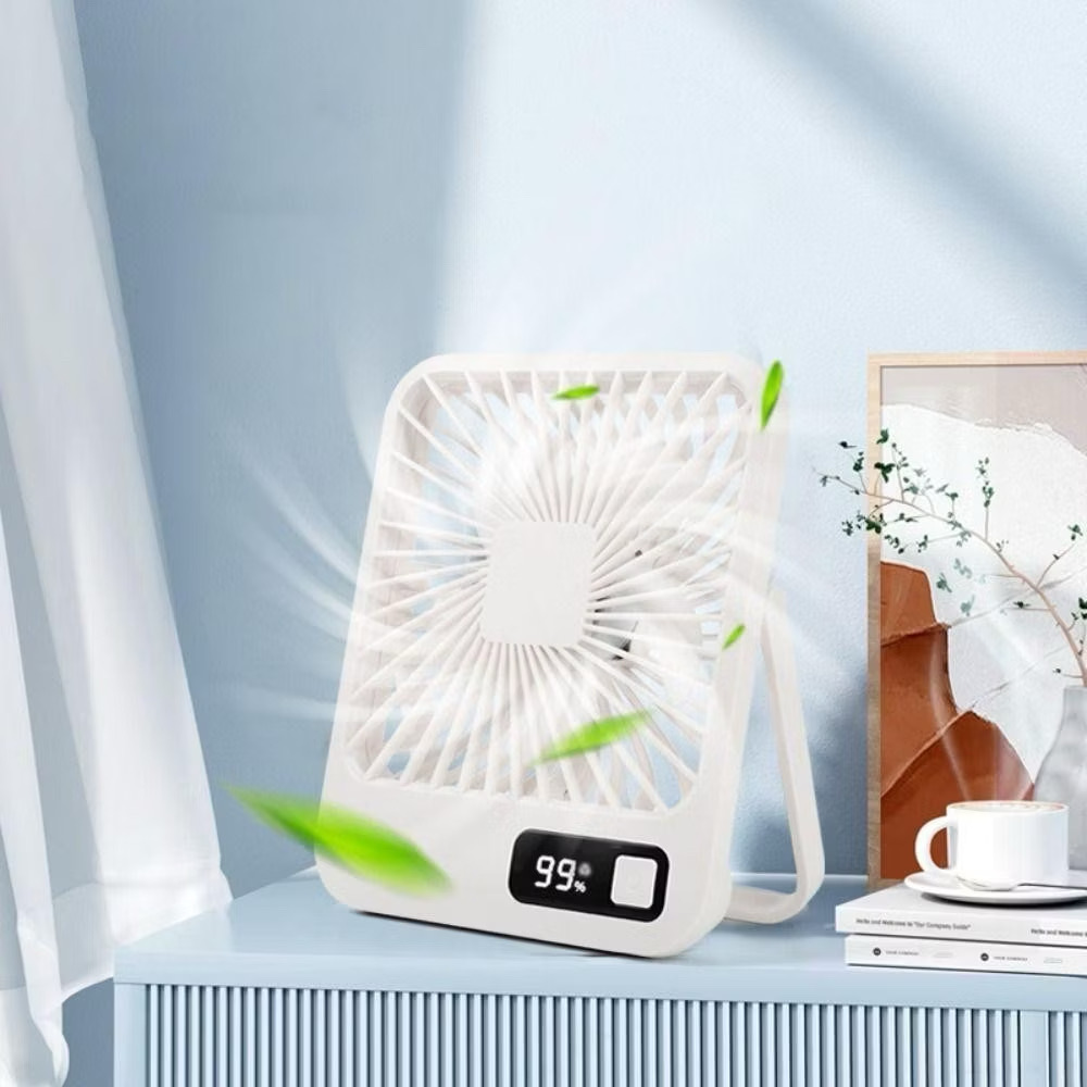 Quạt mini 5 cánh để bàn, có chân dựng, ko tích điện, cắm Pin dự phòng sử dụng. - ảnh 3