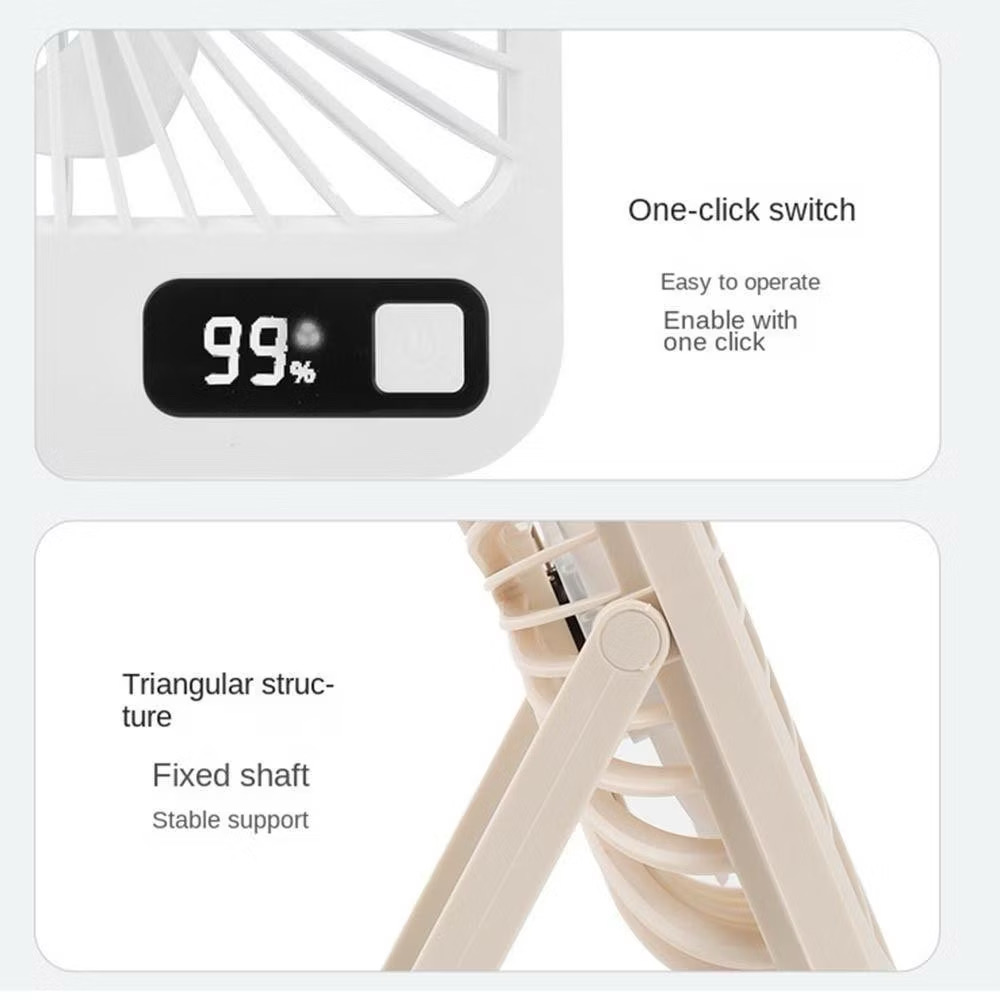 Quạt mini 5 cánh để bàn, có chân dựng, ko tích điện, cắm Pin dự phòng sử dụng. - ảnh 4