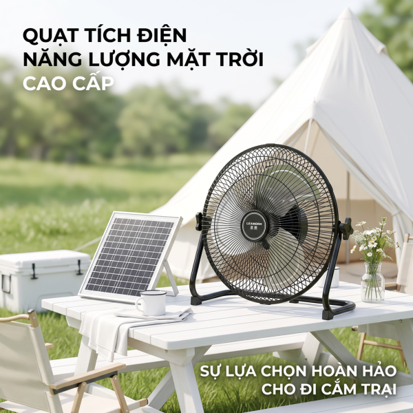 Quạt tích điện năng lượng mặt trời 12 inch LEAMORN / PD-108 - ảnh 1