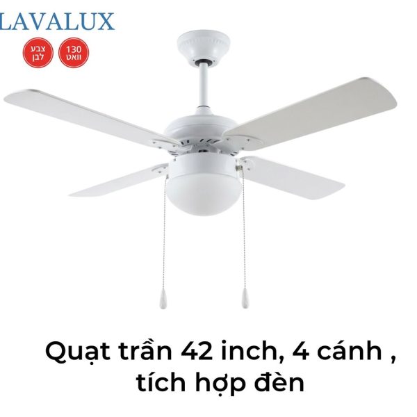Quạt trần LAVALUX 42 inch, 4 cánh quạt, tích hợp đèn chiếu sáng - ảnh 1