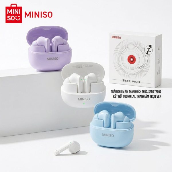 Tai nghe Bluetooth MINISO MR3 có AI phiên dịch thời gian thực, chống ồn chủ động ANC, kết nối App - ảnh 1