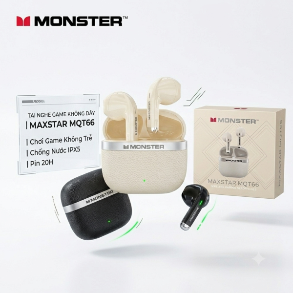 Tai nghe Bluetooth Monster Maxstar MQT66, tai gamming độ trễ thấp - ảnh 1