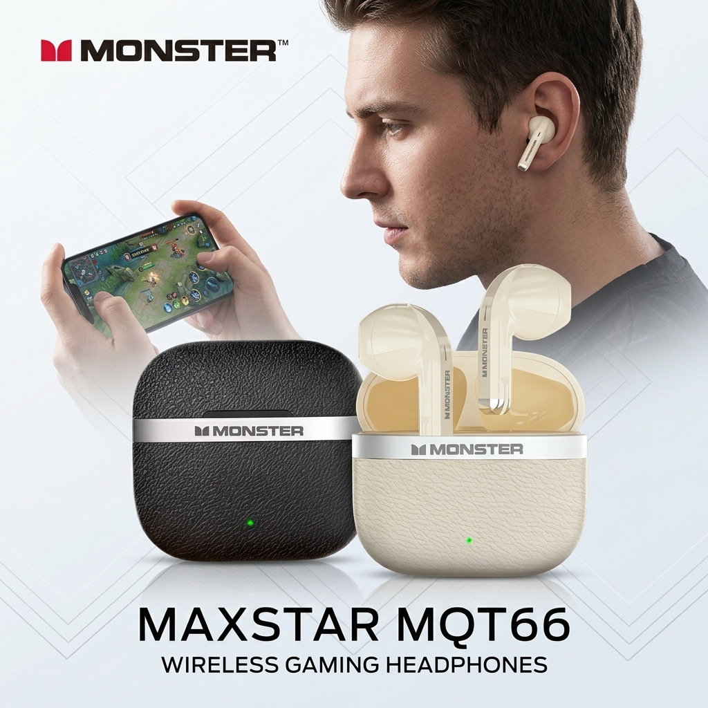 Tai nghe Bluetooth Monster Maxstar MQT66, tai gamming độ trễ thấp - ảnh 2