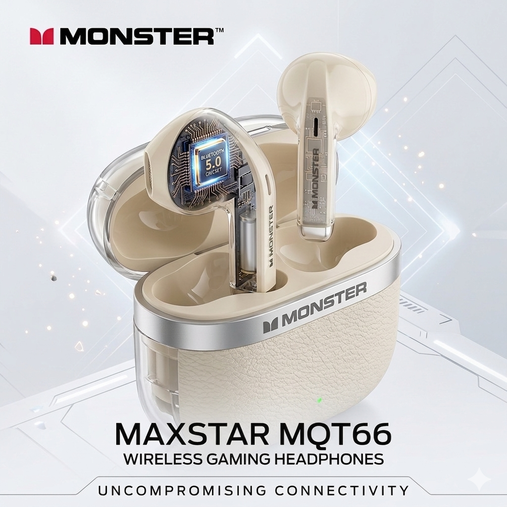 Tai nghe Bluetooth Monster Maxstar MQT66, tai gamming độ trễ thấp - ảnh 3