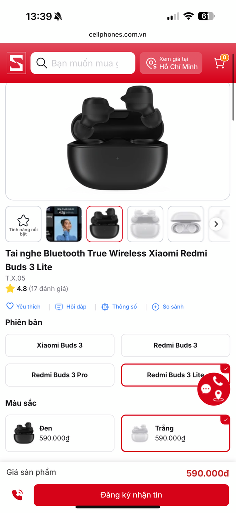 Tai nghe Bluetooth True Wireless Xiaomi Redmi Buds 3 Lite - (giao màu random) - ảnh 2