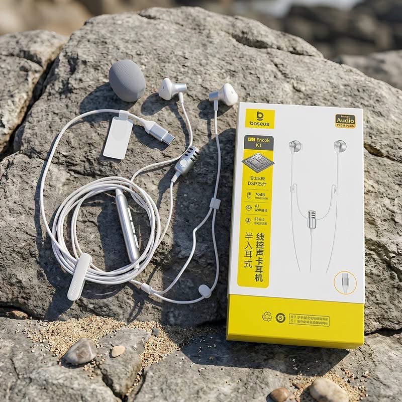 Tai nghe dây chân Type C BASEUS ANCOK - K1, dùng được iPhone 18, có Mic thu âm, hát karaoke online - ảnh 4