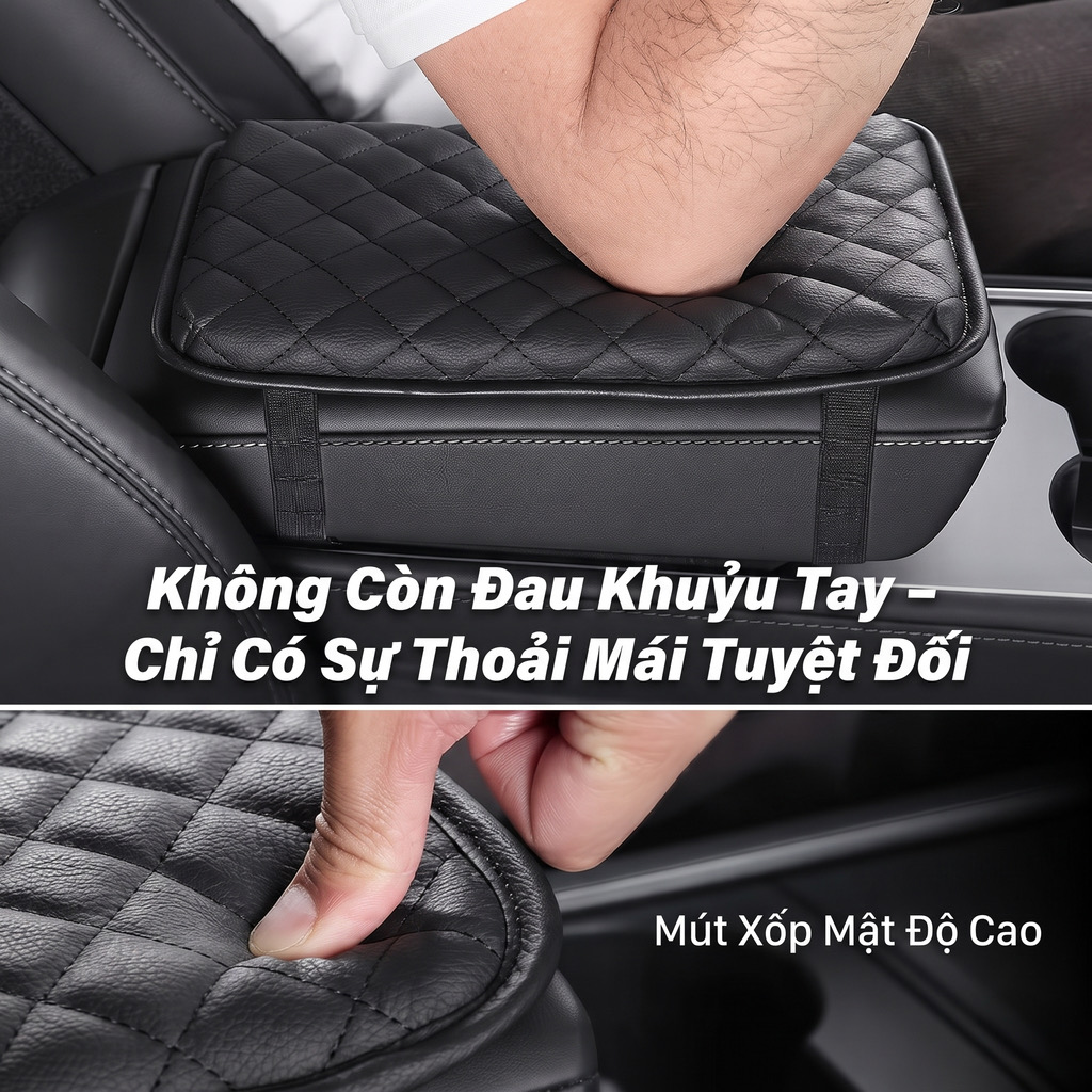 Tấm đệm dành cho bệ tì tay bằng da cao cấp cho xe hơi JOYTUTUS - hàng Amazon Mỹ - ảnh 3