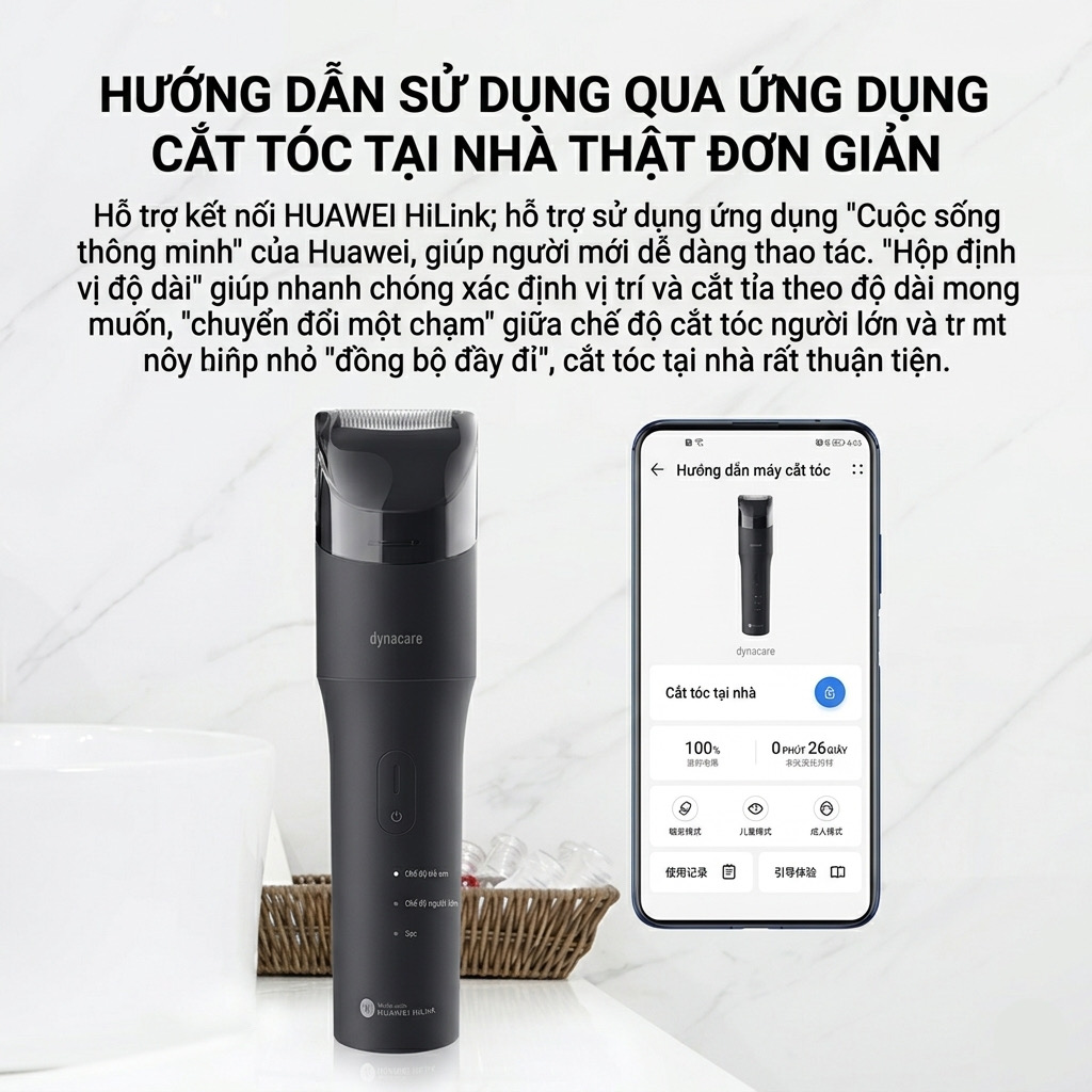 Tông đơ cắt tóc thông minh HUAWEI Dynacare, hút tóc tự động khi cắt - ảnh 5