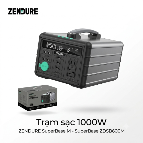 Trạm sạc công suất 1000W hãng ZENDURE SuperBase M - SuperBase ZDSB600M dung lượng 600Wh - ảnh 1