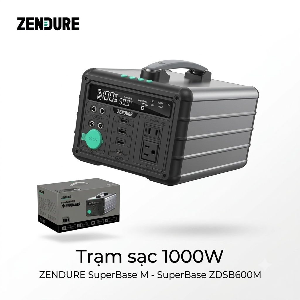 Trạm sạc công suất 1000W hãng ZENDURE SuperBase M - SuperBase ZDSB600M dung lượng 600Wh - ảnh 1