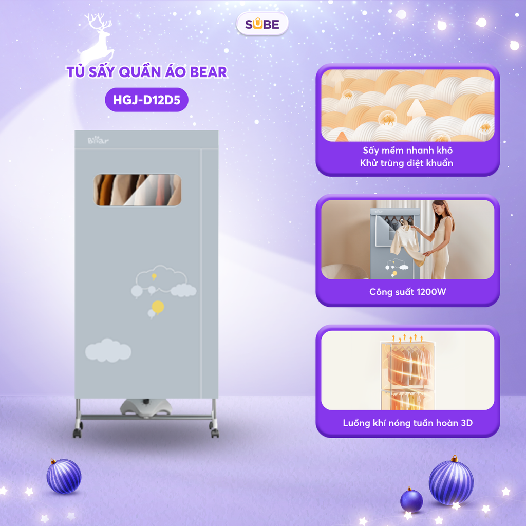 Tủ sấy quần áo Bear HGJ-D12D5 - ảnh 1
