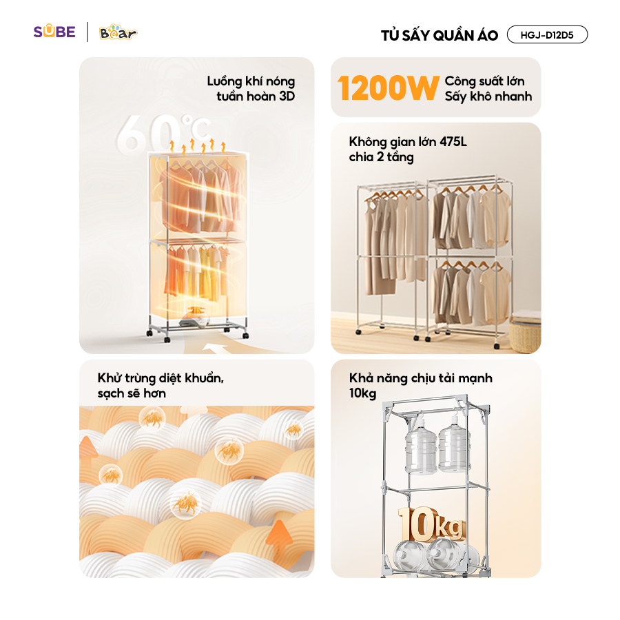 Tủ sấy quần áo Bear HGJ-D12D5 - ảnh 3
